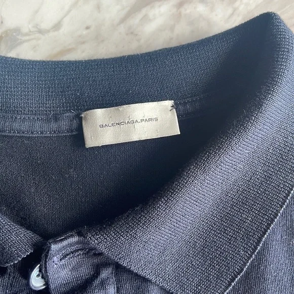 Balenciaga striped long sleeve polo shirt in navy, red, black and tan - small - Picture 3 of 12